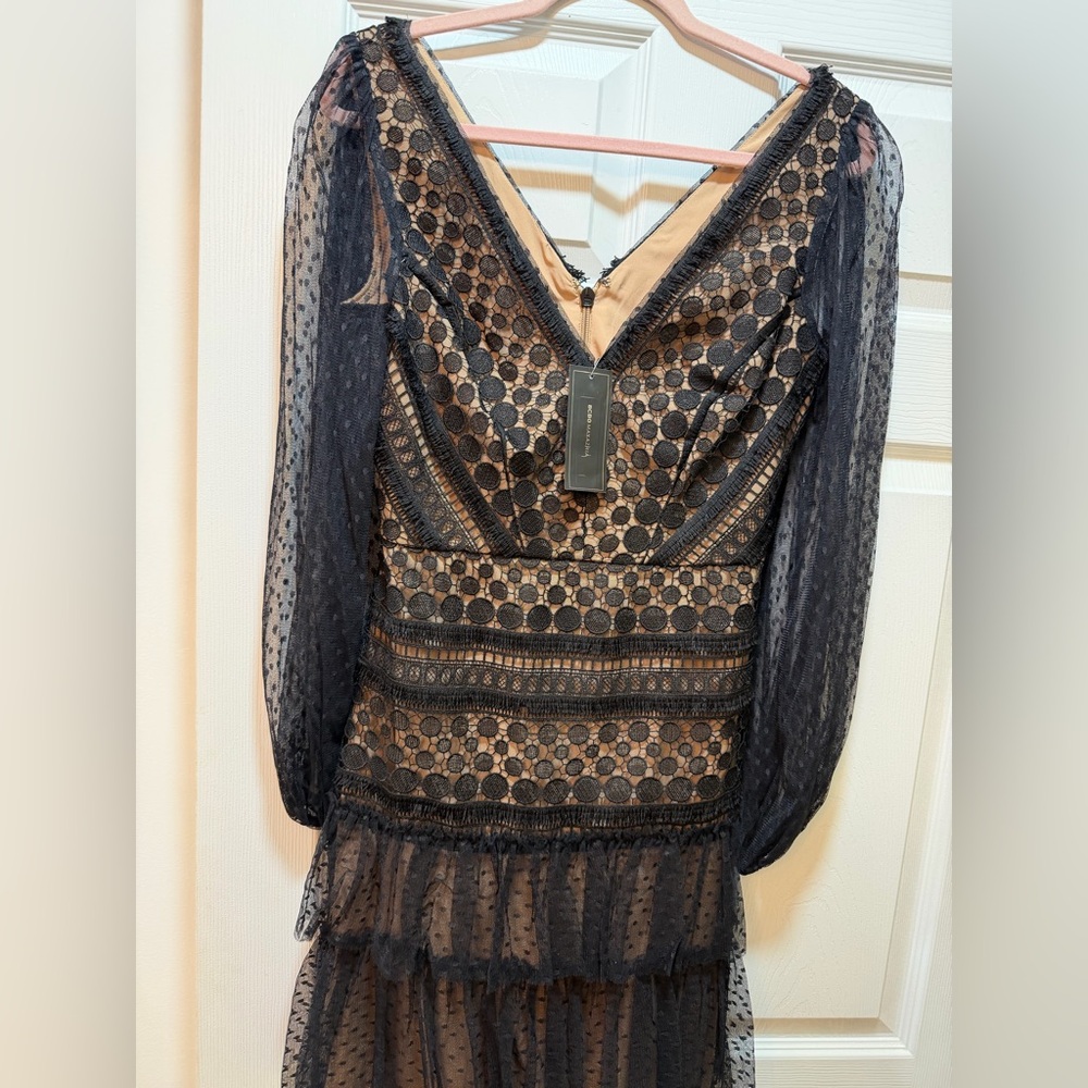 BCBGMaxAzria Black Sheer Long Sleeve Dress - Picture 3 of 4
